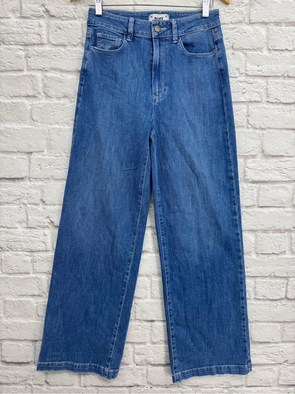 Paige Genesee Modest Wide Leg Jeans Women Size 27 Medium Wash High Rise